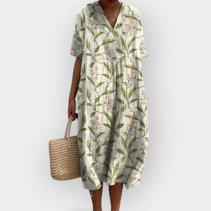 Vestido Floral de Lino