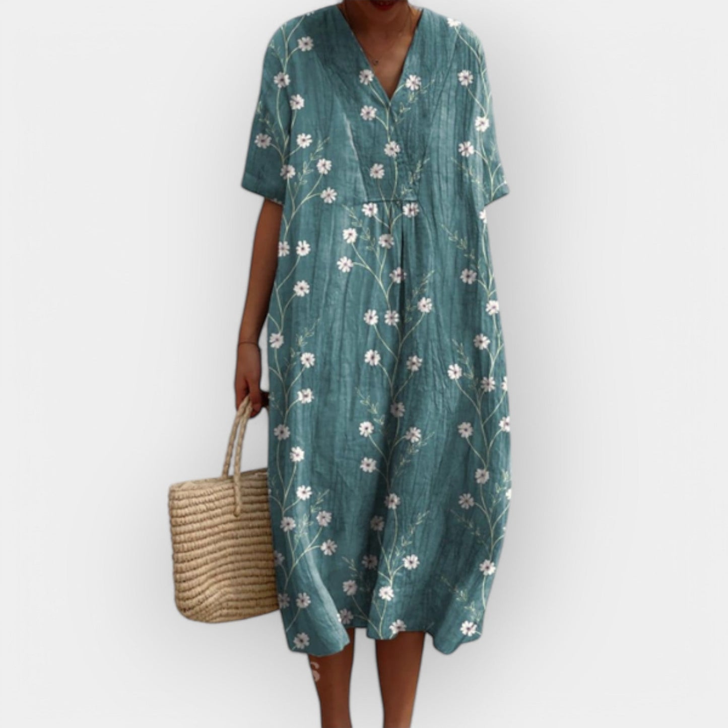 Vestido Floral de Lino