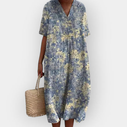 Vestido Floral de Lino