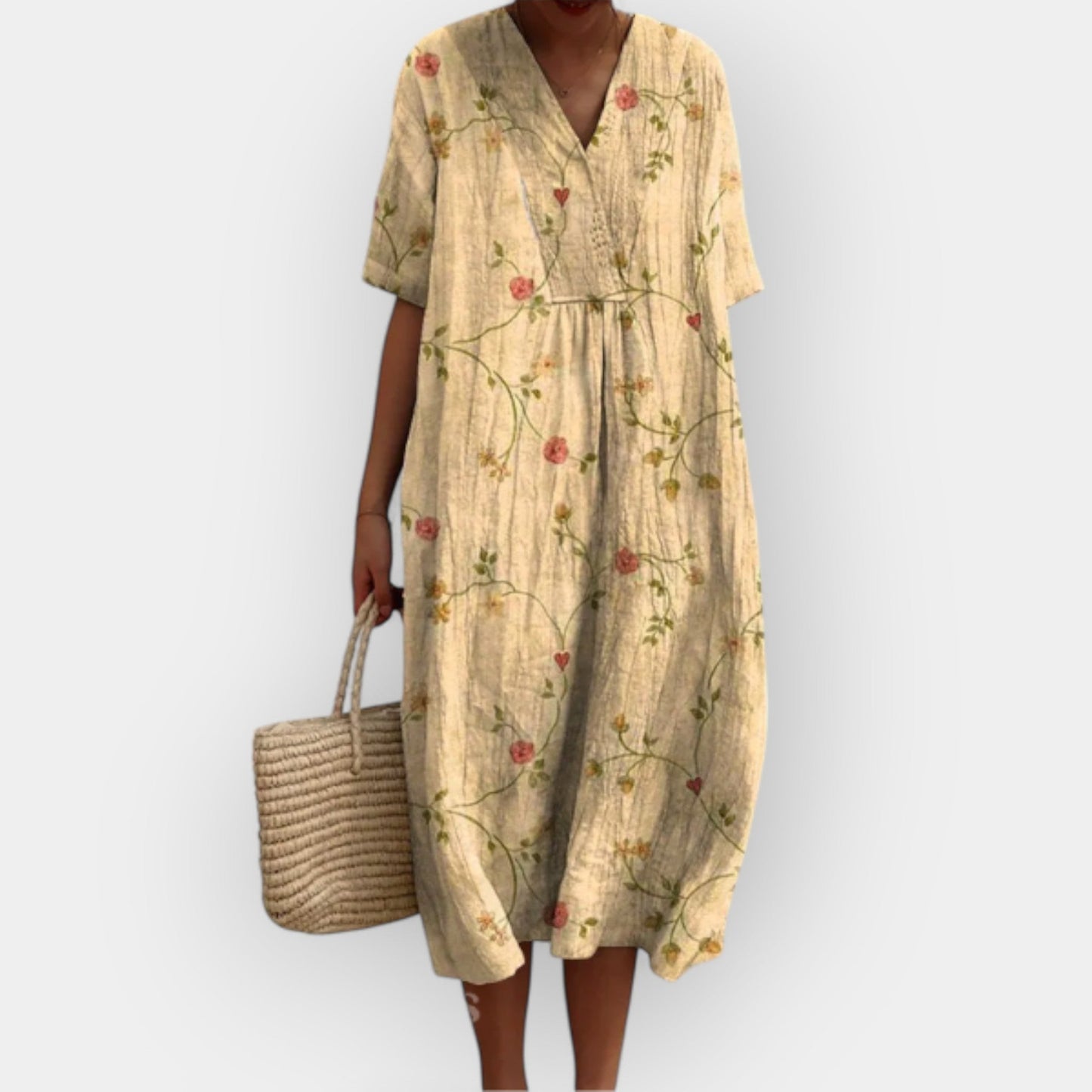 Vestido Floral de Lino