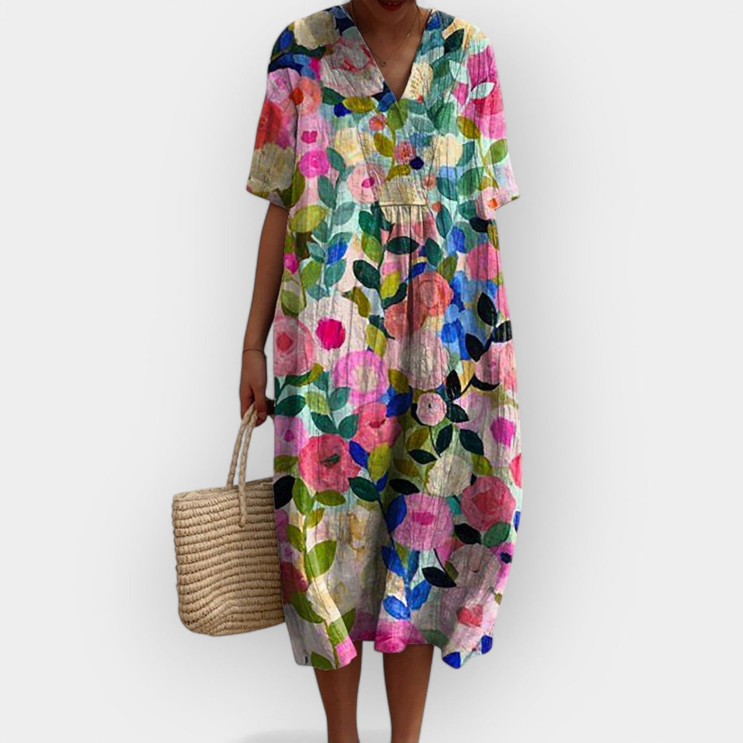 Vestido Floral de Lino