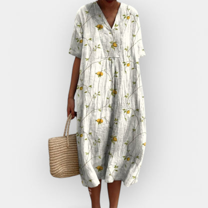 Vestido Floral de Lino